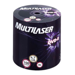 Tubo DVD 100 unidades; Tipo multilaser lacrado; Velocidade: 8x; Capacidade de 4.7GB. 
